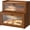 Brown, variant on Bread Box for Kitchen Countertop Double Layer Large Corner Bread Box Capacity Bread Storage Bin Farmhouse Breadbox Container Organizer Cabinet Cupboard (Brown)