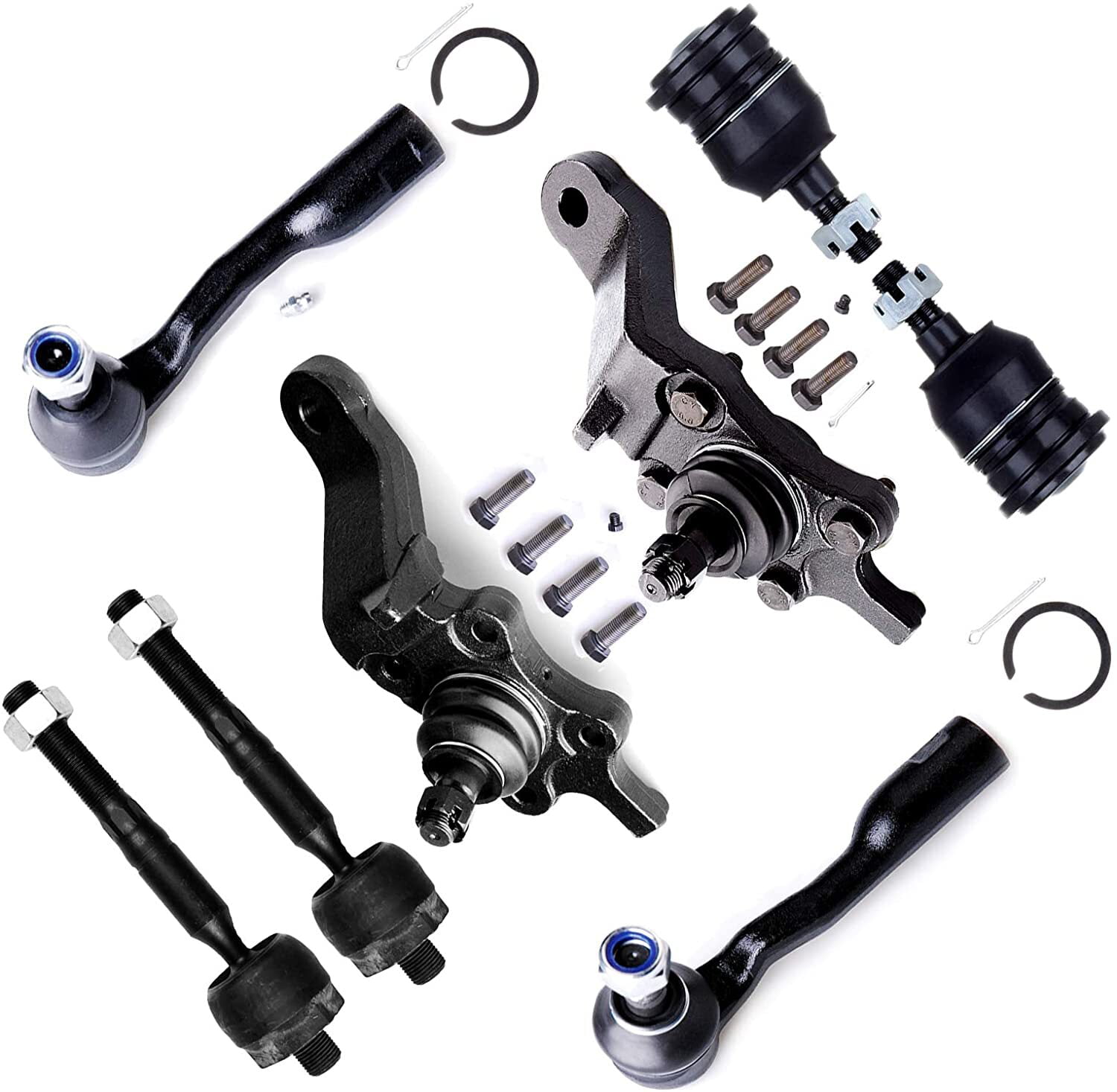PartsW 6 Pc New Front Suspension Kit for TOYOTA SEQUOIA 2001-2002 & TOYOTA TUNDRA 2000-2002 Upper & Lower Ball Joints Outer Tie Rod End Left & Right Side 