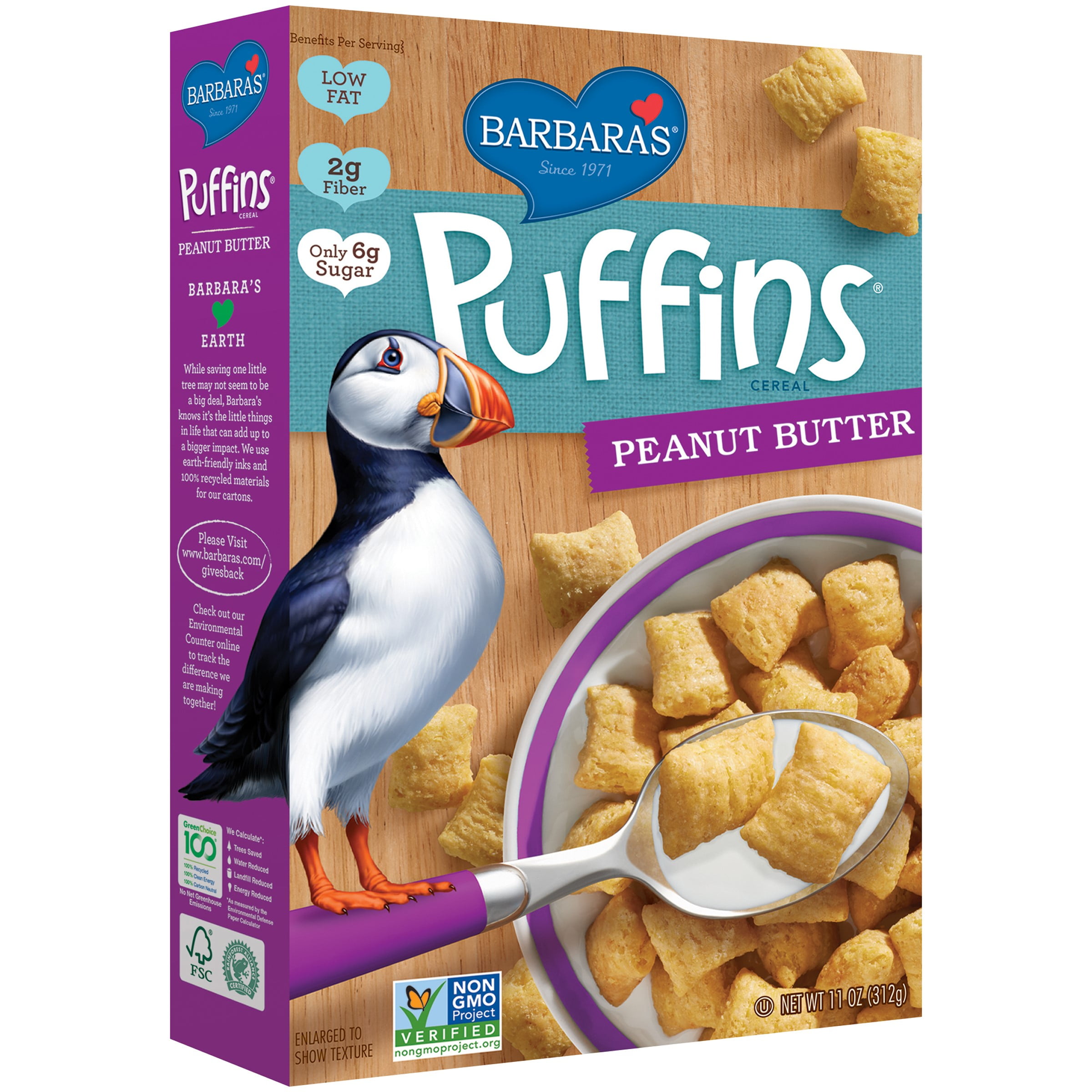 Barbara's Puffins, Breakfast Cereal, Peanut Butter, 11.0 oz Walmart