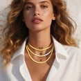 thumbnail image 3 of Bestyle 14K Gold Plated Choker Necklace for Women, 5mm Flat Herringbone Snake Chain Necklace Jewelry for Everyday Wear Birthday Mother's Day, 3 of 8