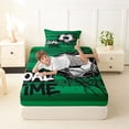 thumbnail image 4 of Castle Fairy Soccer Graffiti Splash Twin Sheets 3pcs, Vintage Geometric Stripes Bedding, Green Black White,1 Fitted Sheet, 1 Flat Sheet and 1 Pillowcase, 4 of 6