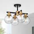 thumbnail image 2 of Warehouse of Tiffany Tegan Black & Gold 4-light Flushmount Ceiling Light with Glass Shades, 2 of 5