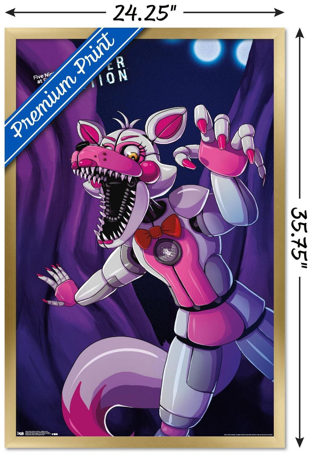 Five Nights at Freddy's: Sister Location - Funtime Foxy Wall Poster, 14.725" x 22.375" Framed