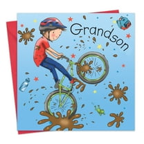 Twizler Birthday Card for Grandson - Mountain Bike - Grandson Happy Birthday Greeting Card for Children
