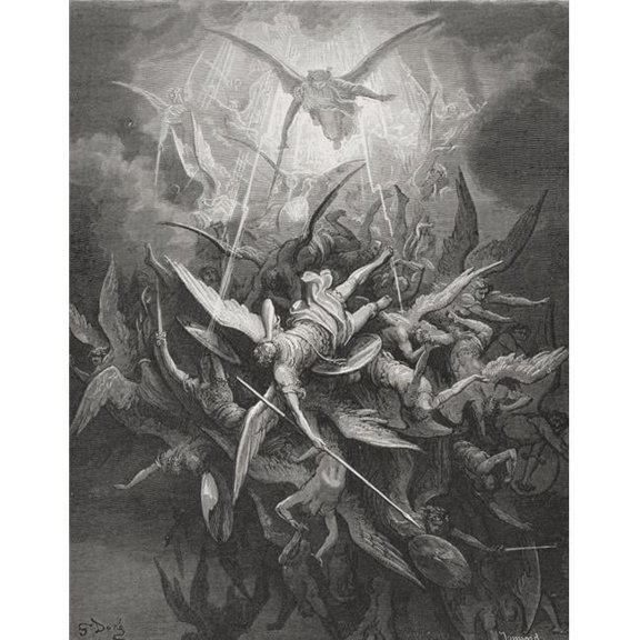 Illustration by Gustave Dore 1832-1883 French Artist & Illustrator for Paradise Lost by John Milton Book I Lines 44 Poster Print - Large - 26 x 32