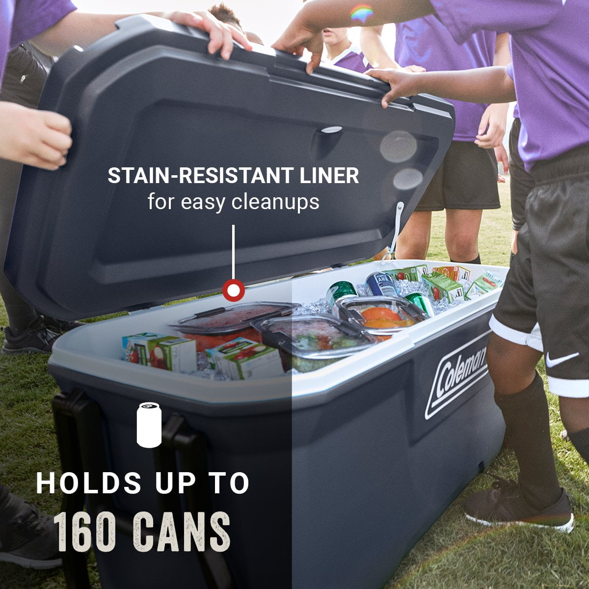 Coleman 316 Series 100-Quart Wheeled Cooler, Blue Nights