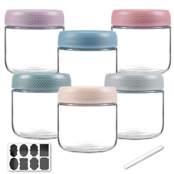 stusgo 6 Pack 12 Oz Glass Overnight Oats Containers with Lids, Glass Overnight Oats Jars