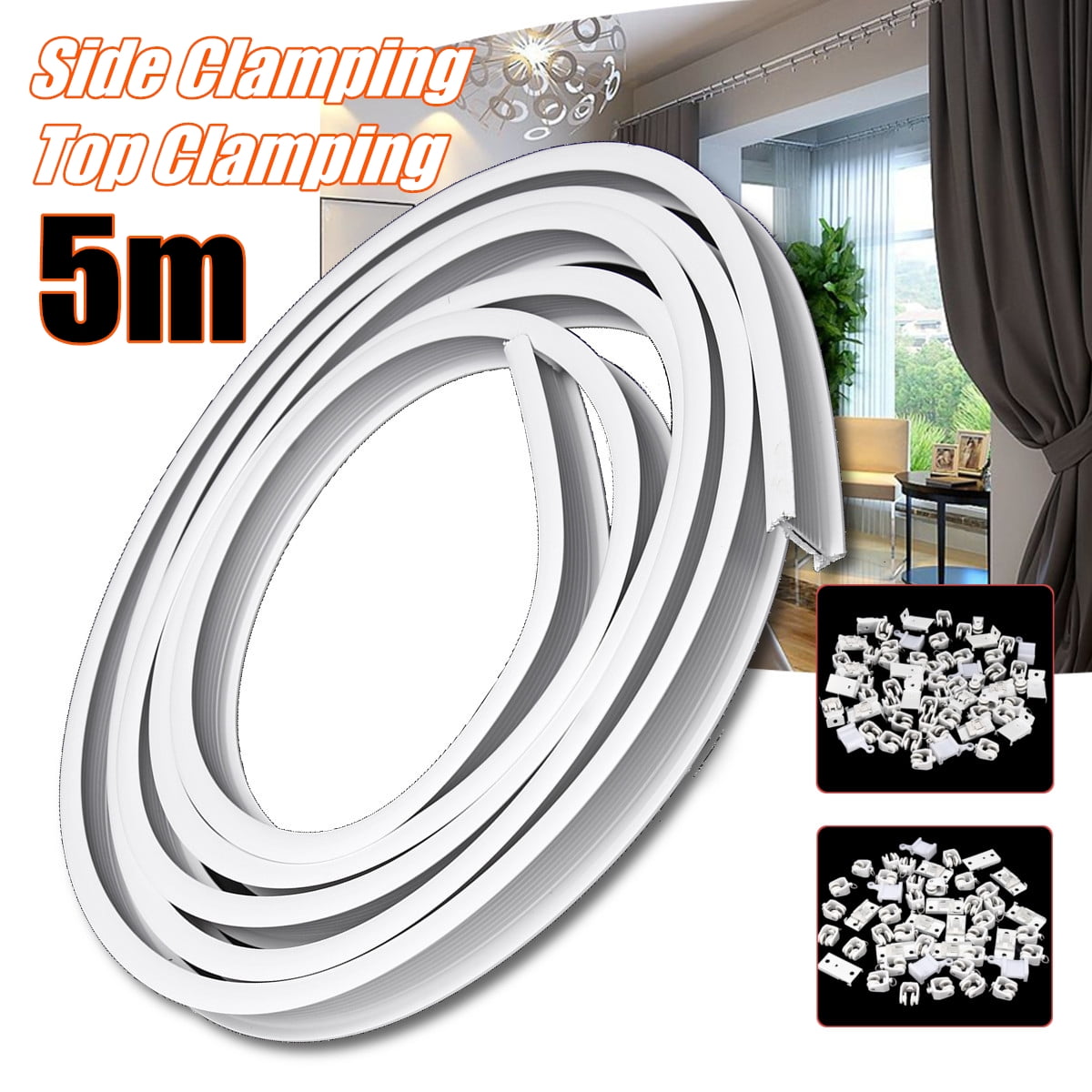 5 Meters Bendable Straight Curved Curtain Track Top Side