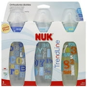 NUK TrendLine Orthodontic Bottles Silicone, Medium Flow Color May Vary 3 ea