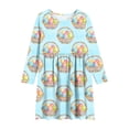 thumbnail image 3 of Vestido de manga larga con cuello redondo para niñas, vestido elástico de manga larga, corte A, estilo patinador con volantes, vestido de recital escolar, vestido de manga larga con cuello redondo par, 3 of 6