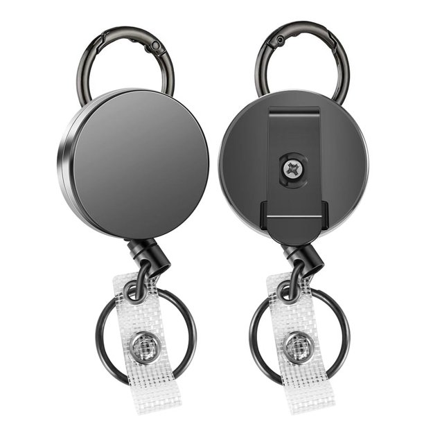 Paquete 2 Carretes Soporte RetráCtil Placa Alta Resistencia, Soporte Placa IdentificacióN Metal con con Clip para CinturóN para Tarjeta Nombre