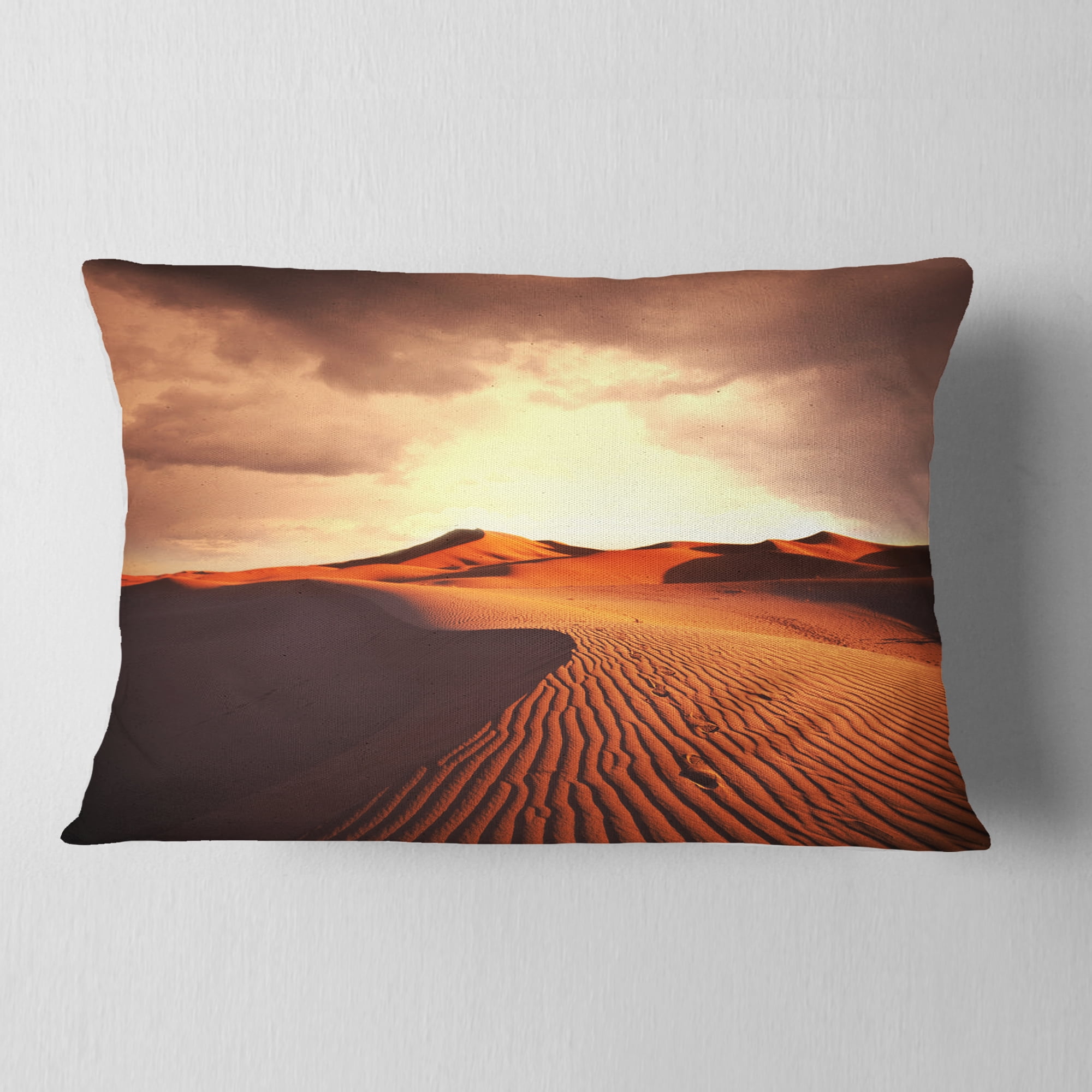 Designart 12" x 20" Brown Polyester Throw Pillow