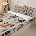 thumbnail image 3 of Homewish Cute Pet Dachshund Zipper Twin Comforter Sets with Fitted Sheet and 2 Pillowcases,Kawaii Floral Plants Zipper Bedding Set,Beige,Reversible,4pcs, 3 of 8