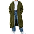 thumbnail image 2 of Agkizg Girls Double Zip Mid Length Coat Hooded Winter Overcoat with Pockets Solid Color Warm Casual Outerwear, 2 of 6