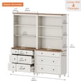 thumbnail image 3 of WAMPAT Credenzas & Sideboards with 6 Drawers, Farmhouse Storage Cabinet with Adjustable Shleves for Kitchen, Living Room, Bedroom, Home Office, White, 3 of 8