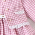 thumbnail image 4 of Toddler Kids Baby Girl Fall Outfits Cute Sleeveless Crewneck Flare Midi Dress with Belted Tweed Pattern Buttons Down Cardigan Skirt 4 Piece Sets Winter Clothes, 4 of 7