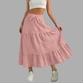 thumbnail image 6 of Skirts for Women Plus Size Solid Color Elastic Waist Basic Versatile Stretchy Flared Casual Maxi Skirt for Women, 6 of 8