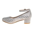 thumbnail image 2 of Badgley Mischka Girls Block Heel Dress Shoes, Silver, Size: 3, 2 of 8