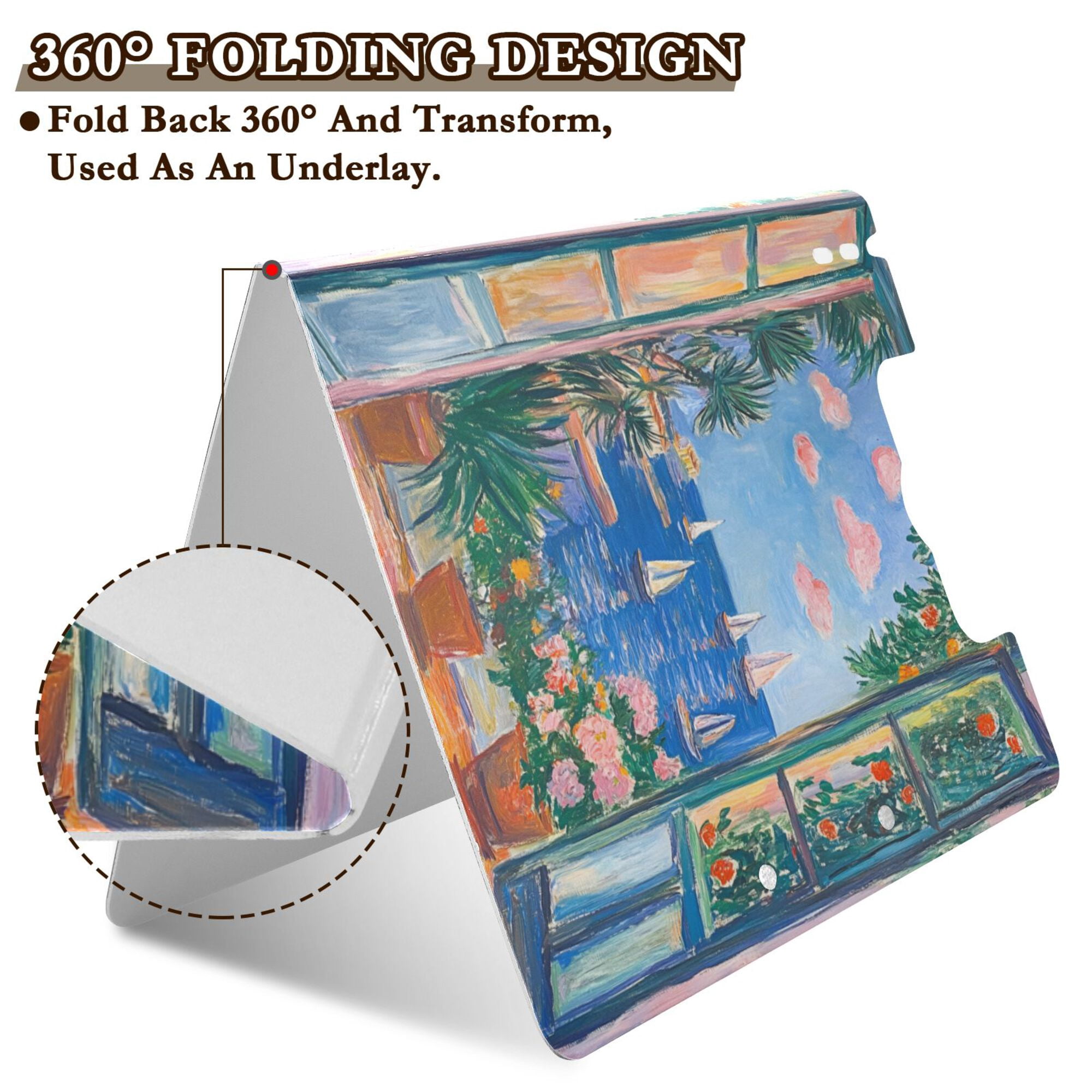 FORMRS A4 Clipboard Folder with Pen Holder Horizontal Foldable School Office Binder, Sea Window