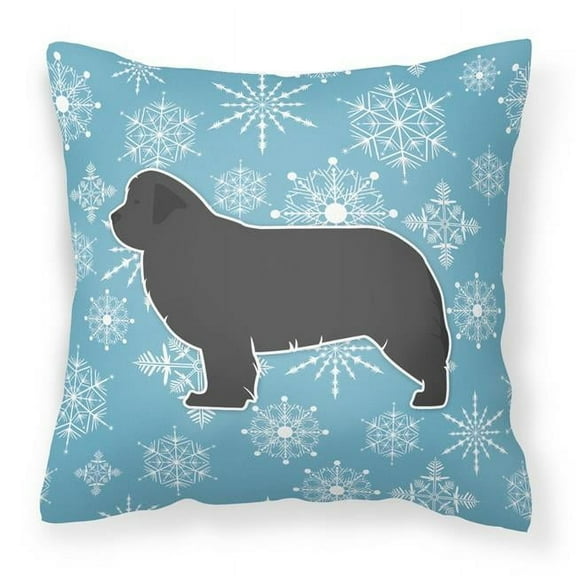Caroline's Treasures BB3564PW1818 Winter Snowflake Newfoundland Fabric Decorative Pillow , 18H x18W, multicolor