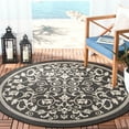 thumbnail image 2 of Safavieh Courtyard Nanda Botanical Indoor/Outdoor Area Rug, Black/Sand, 7'10" x 7'10" Round, 2 of 9