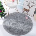 thumbnail image 5 of DweIke Round Rug for Bedroom,Soft Shaggy Area Rugs for Living Room Decor,Fluffy Circle Carpets for Nursery,4'x4',Gray, 5 of 7