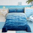 thumbnail image 2 of Manfei Gradient Blue Ocean Full Size Comforter Sets for Kids Boys and Girls, Sea Water Print Bedding Sets, Navy Reversible 3pcs, 1 Comforter and 2 Pillowcases, 2 of 6