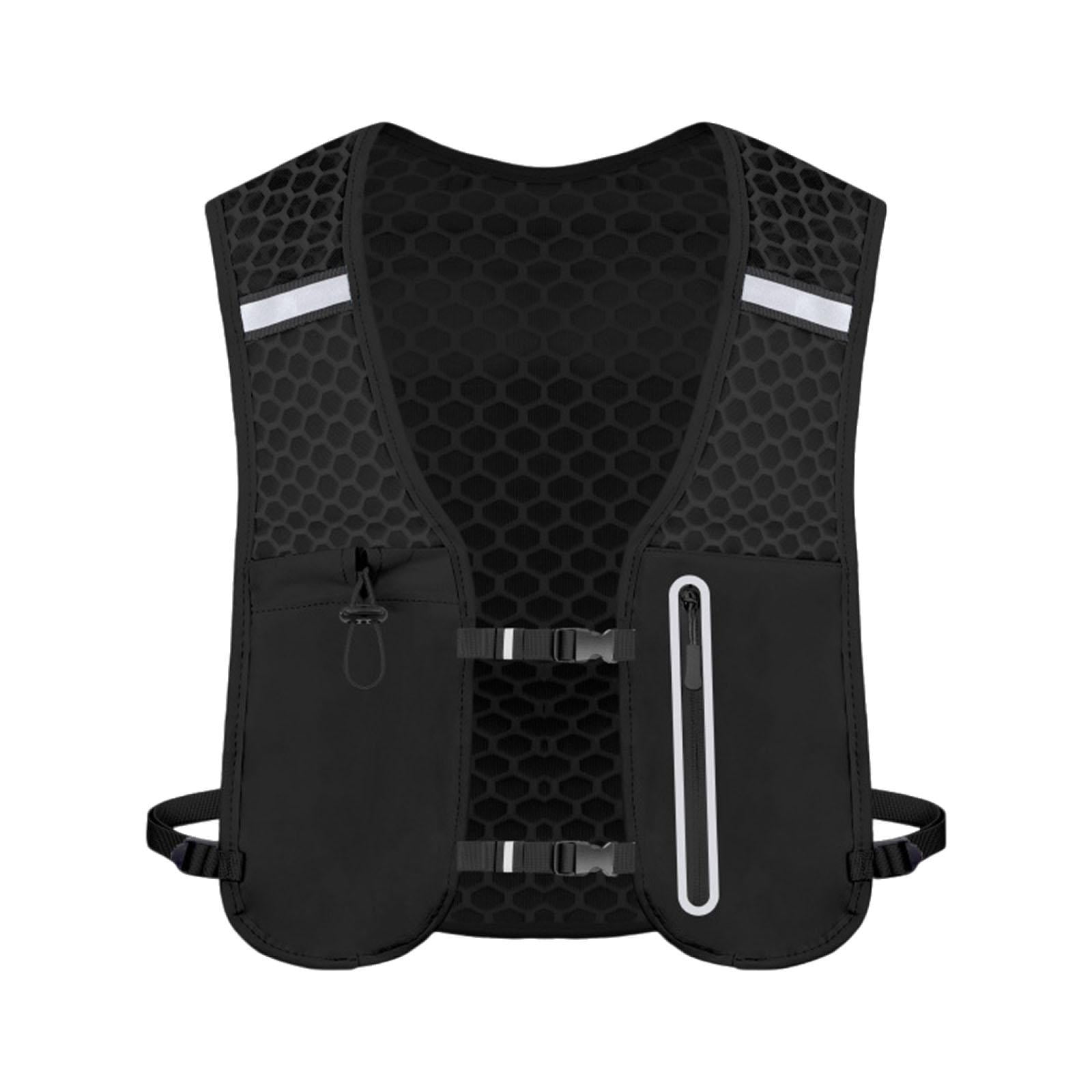 QccHieUs Running Vest Pack 2 L with Adjustable Waistband Outdoor Sports Bag for Women Men black