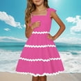 thumbnail image 2 of Inglocry Girl's Sundresses Kids Summer Sleeveless Bowknot Strap RIC Rac Smocked Summer Dresses 5-14 Years Hot Pink 9-10Y, 2 of 9