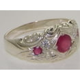 thumbnail image 4 of LBG 925 Sterling Silver Natural Ruby and Diamond Womens Band Ring - size 4.75, 4 of 6