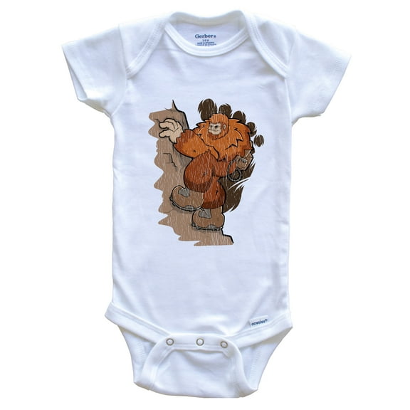 Bigfoot Mountaineering Baby Bodysuit - Sasquatch Rock Climbing Baby Bodysuit, 0-3 months white