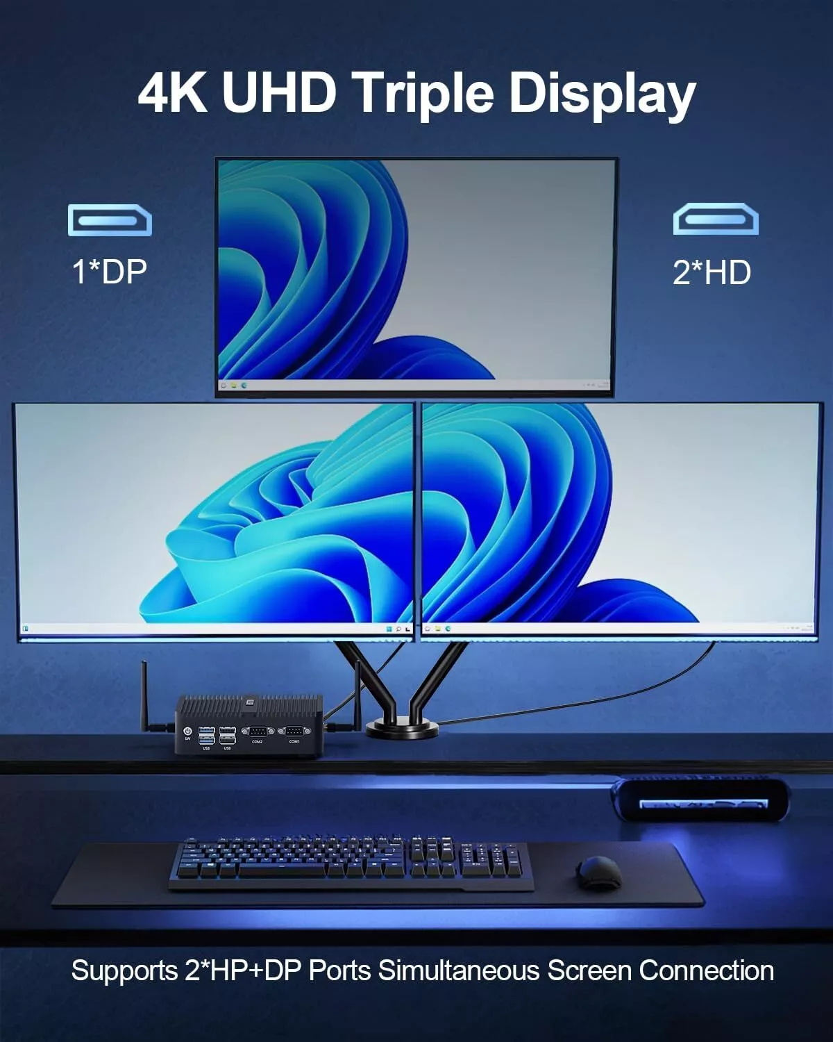 Fanless Mini PC N100, Intel Alder Lake N100 (3.4GHz), 8GB DDR4 RAM 256GB SSD