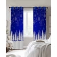 thumbnail image 2 of Blue Christmas Snowflakes Blackout Curtains for Bedroom, Thermal Insulated Window Treatment, Xmas Balls Winter Pine Tree Grommet Top Blackout Draperies and Drapes for Basement 27.5"x39" 2 Panels, 2 of 8