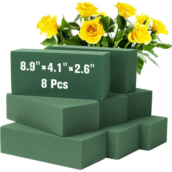 8 Pack Floral Foam Blocks for Fresh and Artificial Flowers, Wet Green Foam for Flower Arrangements Supplies，Wet Floral Foam for Crafts Wedding Decoration, 8.9" L x 4.1" W x 2.6" H