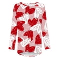 thumbnail image 3 of Cameland Chemises Grande Taille pour Femmes Imprimé Cœur Hauts de la Saint-Valentin Manches Longues Tunique Col Rond Blouses, 3 of 4
