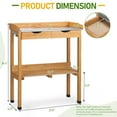thumbnail image 3 of Outdoor Garden Potting Bench Table – Wooden Planting Workstation with Metal Tabletop, Drawers & Storage Shelf, 3 of 16