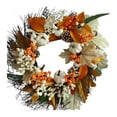 thumbnail image 2 of wtgtog Thanksgiving Cotton Maple Leaf Fruit Wreath, White Maple Leaf Pumpkin Wall Hanging Door Decor, Handcrafted Unique Design Easy to Install, Ideal for Home Party Festive Use, 2 of 9