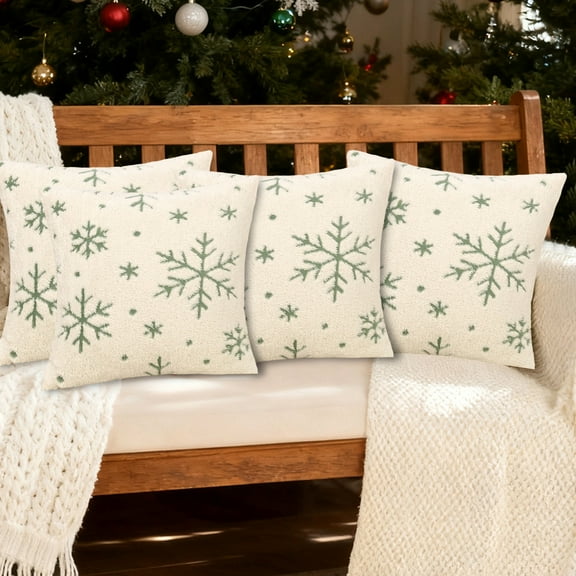 Fzsteel Velvet Snowflake Christmas Pillow With Invisible Zipper for Cozy Home Decor