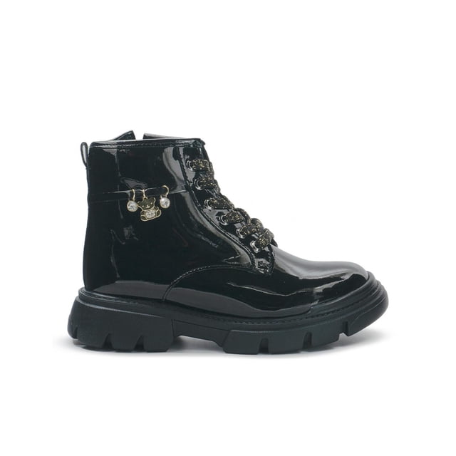 Bota Botin Ninos Para Niña Plataforma Casual Charol Negro negro 20