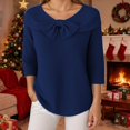 thumbnail image 2 of Women's Knit Bow Sweater Solid Color Pullover Top, 2 of 6