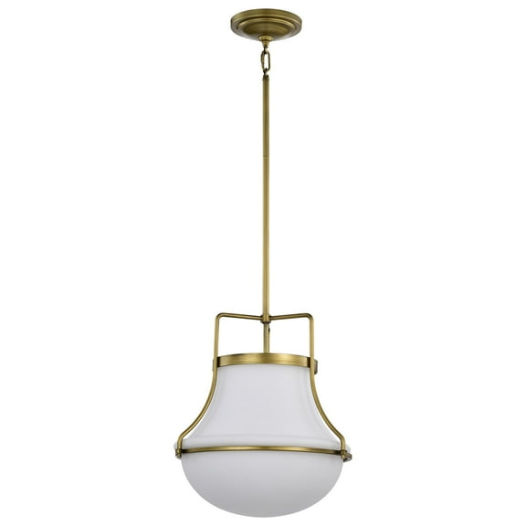 Nuvo Lighting Valdora 1 Light Pendant - 14 Inches - Natural Brass Finish - White Opal Glass - Natural Brass