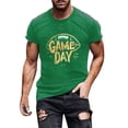thumbnail image 2 of Gamivast Men's Athletic Shirts & Tees Game Day Gold Glitter Football Crew Neck Short Sleeve Workout Shirts T Shirts Shiny Graphic Print Gym Sportswear, 2 of 5