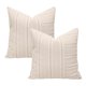 thumbnail image 1 of Fundas de almohada de retazos grises y beige, 45 x 45 cm, paquete de 2 fundas de almohada decorativas de lino a rayas, 1 of 5