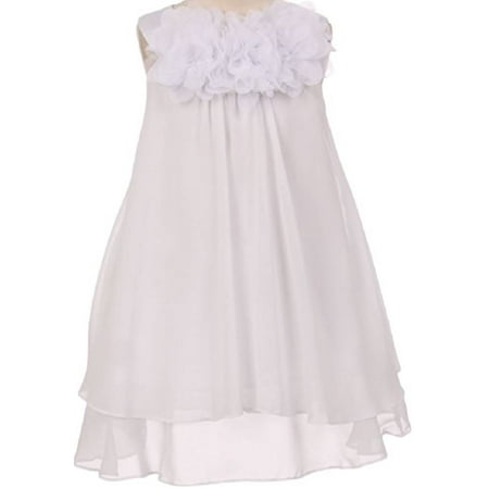 - Big Girls' Three Mesh Flower Neckline Chiffon Flowers Girls Dresses White 10 (K25D5F)