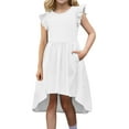 thumbnail image 2 of MKOSPLRT Party Dresses for Women 2025 Fly Sleeve High Low Hem Wedding Dresses Crew Neck Swing A Line Midi Dress Solid Flowy Summer Dresses, 2 of 9