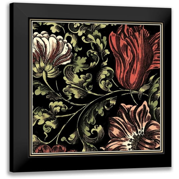 Vision Studio 12x12 Black Modern Framed Museum Art Print Titled - Small Floral Fancy II
