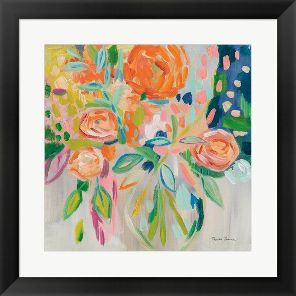 Summer Orange Floral by Farida Zaman, Framed Wall Art, 19.5W x 19.5H