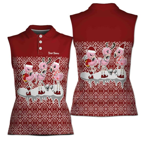 Custom Red Flamingo Golf Friends Golf Lover Women Sleeveless Polo XS-4XL