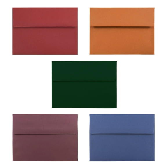 JAM A7 Envelopes, 5.3 x 7.3, Assorted Colors, 125/Pack