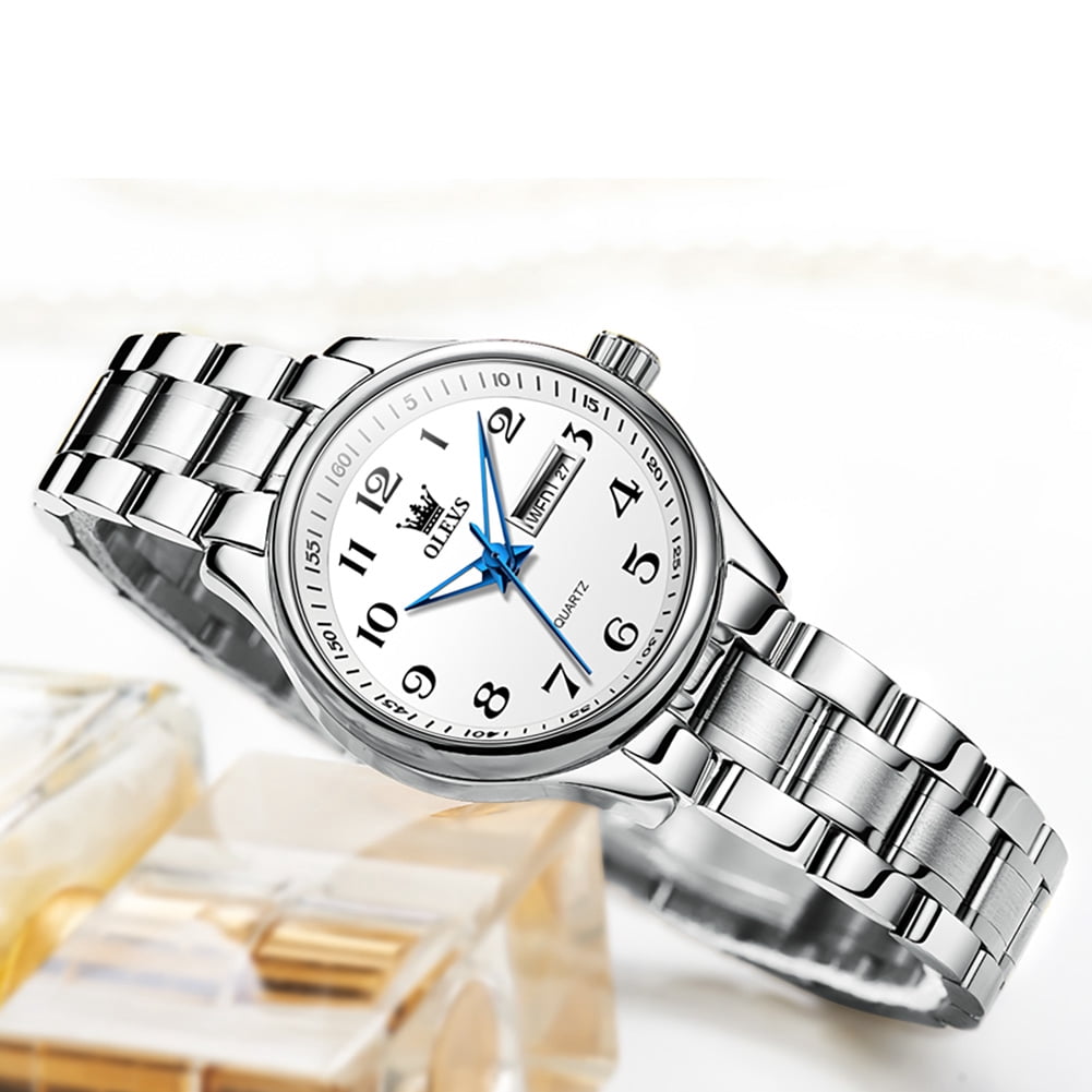 OLEVS Watches for Women Business Dress Two Tone Gold Plated Stainless Steel Analog Quartz Digital Date Waterproof Luminous Ladies Wrist Watches Relojes para Mujer